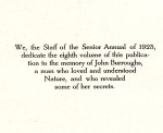 Dedication in 1925 Blackhawk Yearbook